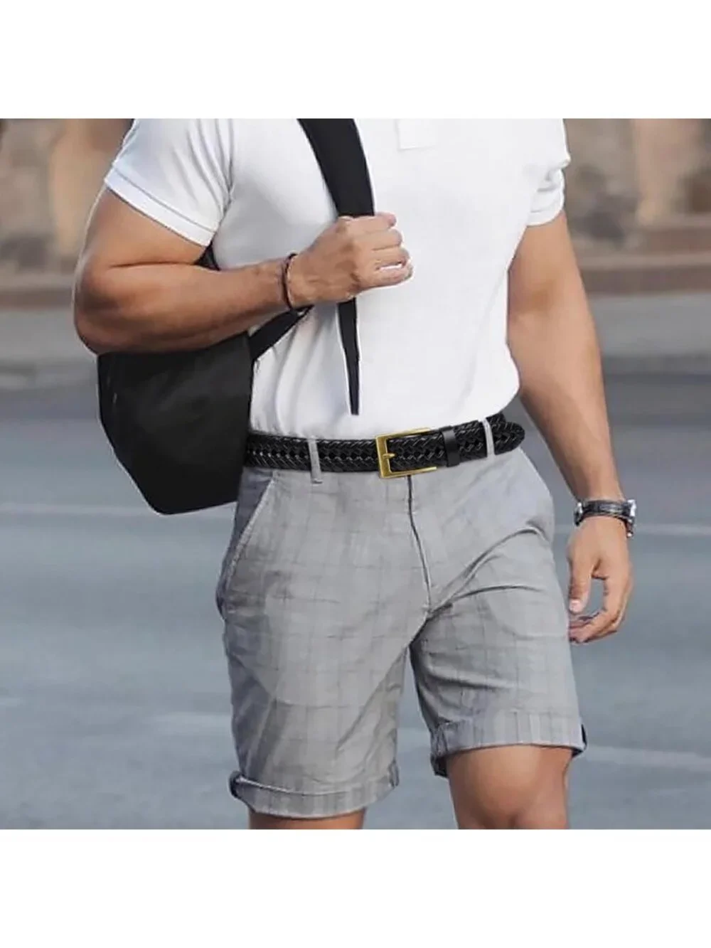 Braided Genuine Leather Belt for Men - 1.2